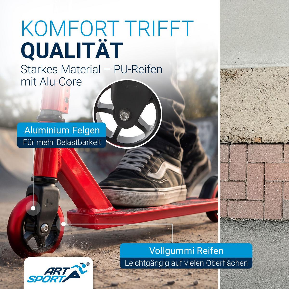 STUNTSCOOTER Red Smoke - Rot, Metall (66/47/84cm) - Artsport