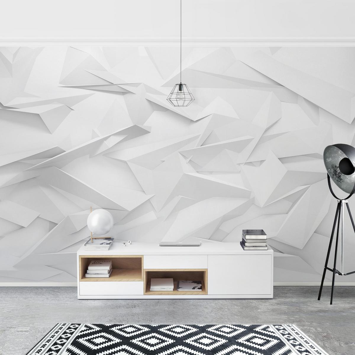 FOTOTAPETE Abstrakte 3D Optik 336/225 cm - Weiß, Papier (336/225cm) - Bilderwelten
