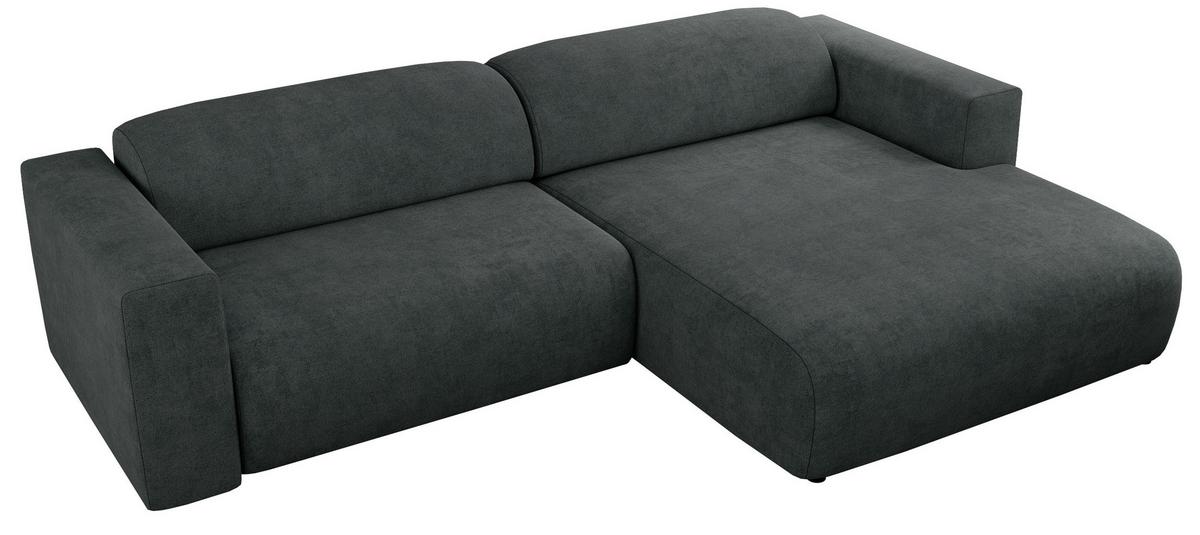 OFERTA WYCOFANA ECKSOFA PASADENA Dunkelgrau Struktur Rechts Seite - Dunkelgrau/Schwarz, Kunststoff/Textil (288/180cm) - MKS