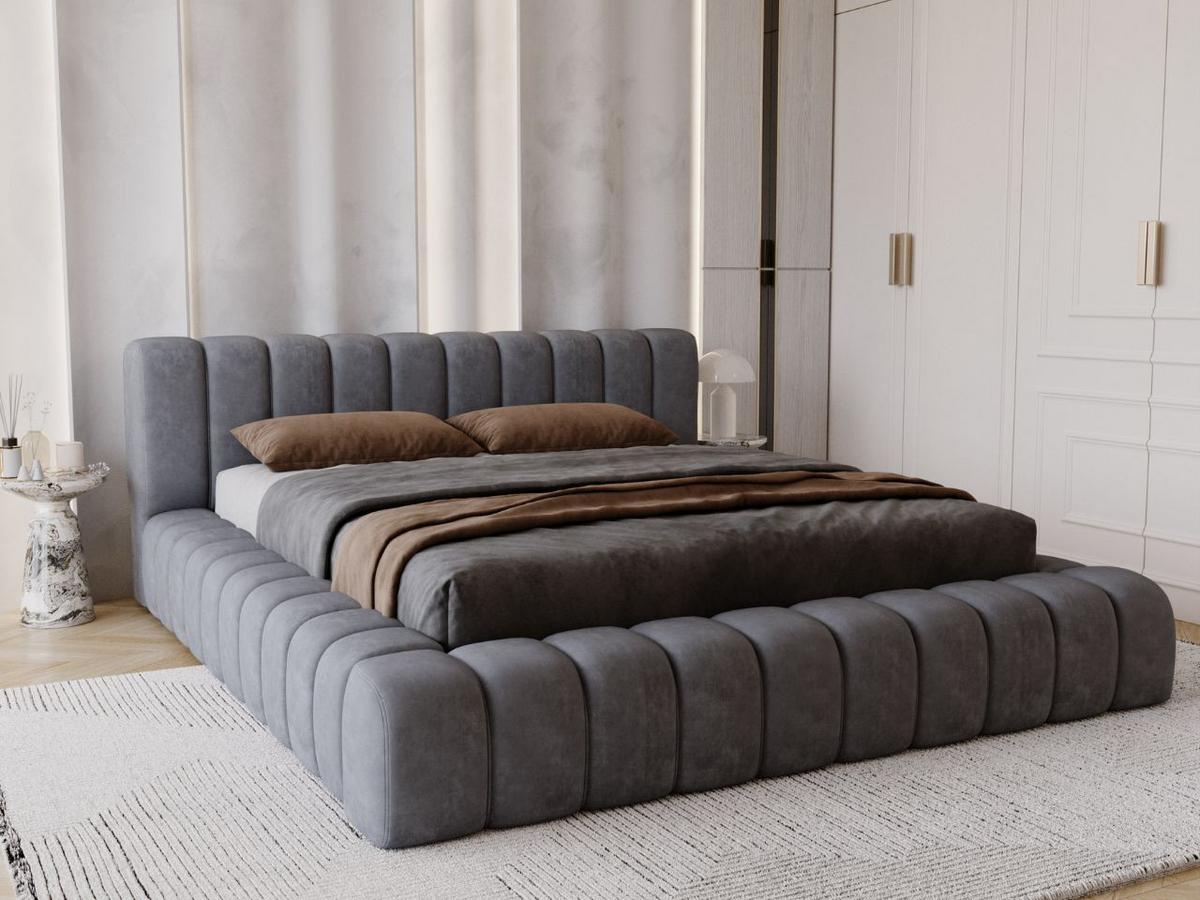 POLSTERBETT Italia 140x200 Dunkelgrau - Dunkelgrau, Textil (140/200cm) - Graingold