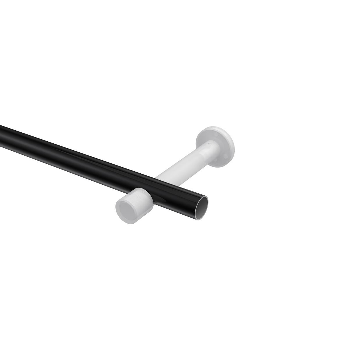 GARDINENSTANGE Prestige Elanto 240 cm (geteilt in 2 x 120 cm), 1-läufig (ohne Ringe), 20 mm Ø Schwarz - Schwarz, Metall (240cm) - INTERDECO