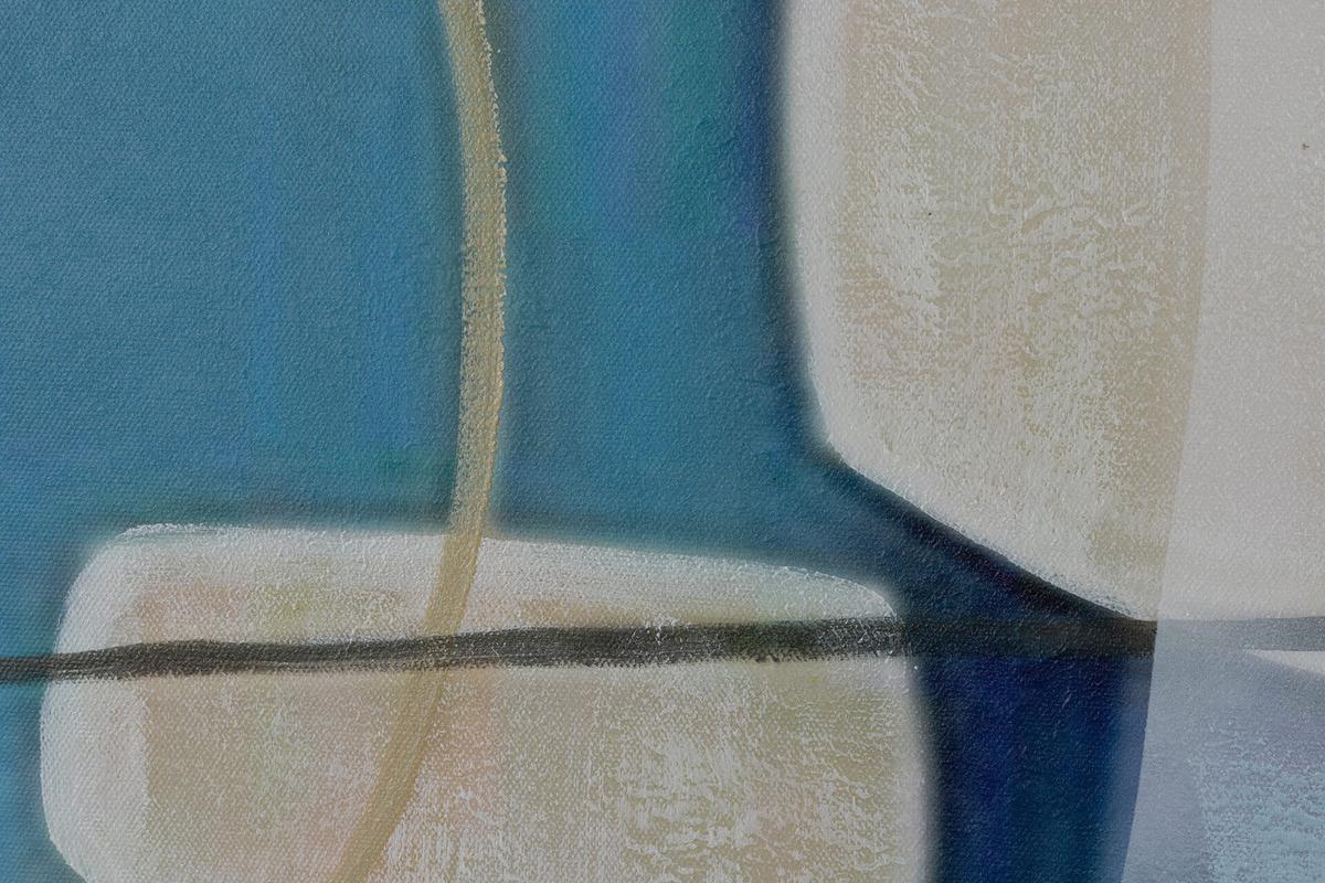 ACRYLBILD HANDGEMALT 75/100 cm - Blau/Grau, Holz/Textil (75/100cm) - KUNSTLOFT