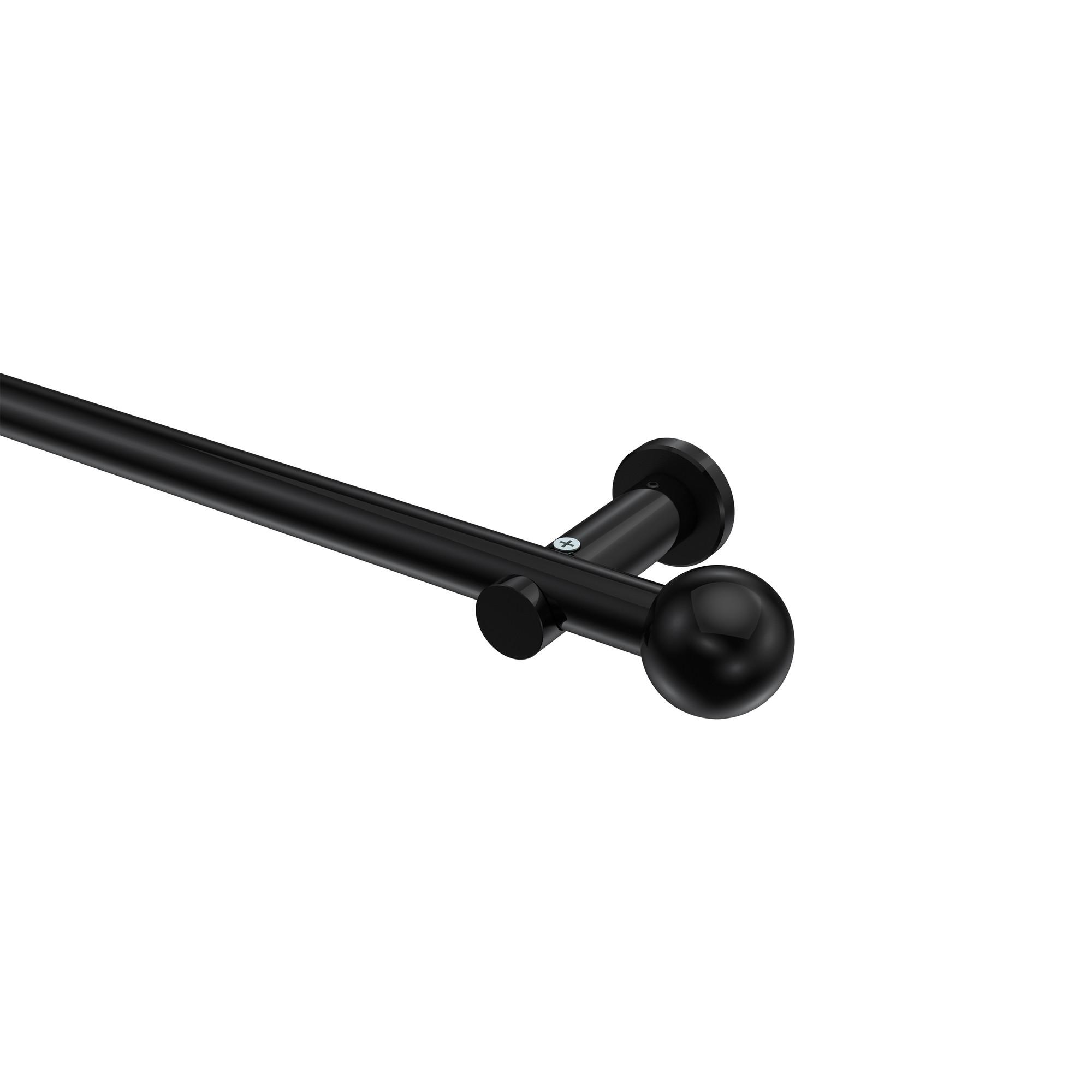 GARDINENSTANGE Platon Luino 180 cm, 1-läufig (ohne Ringe), 20 mm Ø Schwarz - Schwarz, Metall (180cm) - INTERDECO