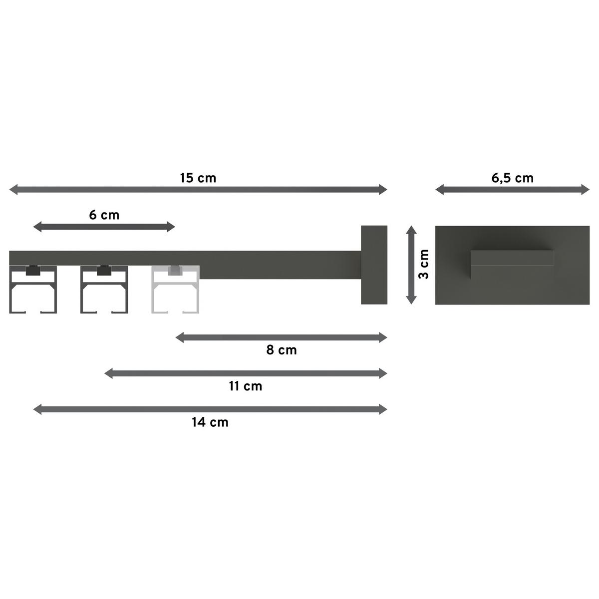 GARDINENSTANGE INNENLAUF Quadline (Multi) Diapo 120 cm, 2-läufig, 20x20 mm Satin-Silber - Silberfarben, Metall (120cm) - INTERDECO