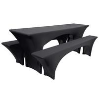 BIERTISCHHUSSE Victoria 70cm Stretch Schwarz (3tlg) - Schwarz, Textil (70/220cm) - Beautissu 