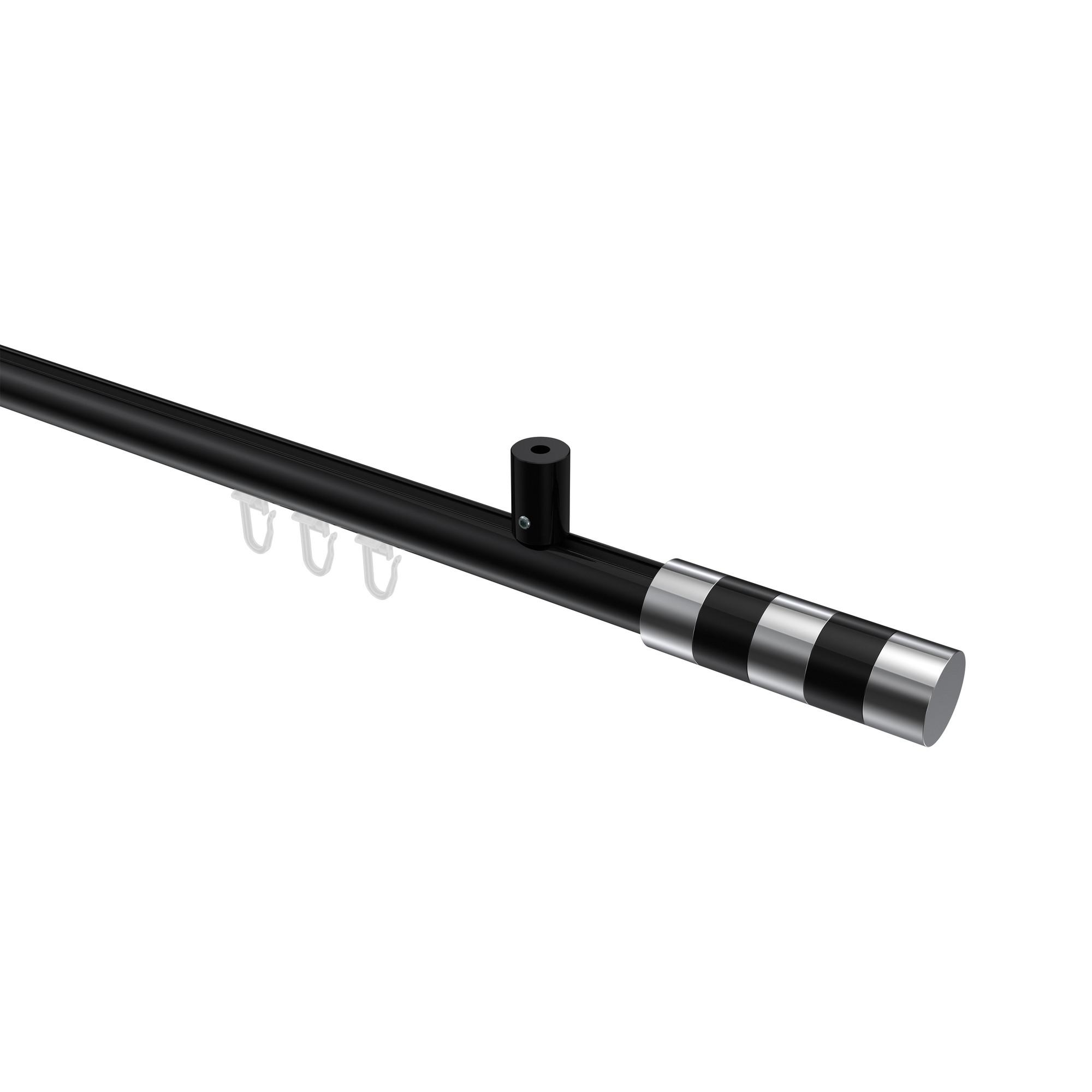 GARDINENSTANGE INNENLAUF Sonius Mavell 120 cm, 1-läufig, 20 mm Ø Schwarz - Chromfarben/Schwarz, Metall (120cm) - INTERDECO