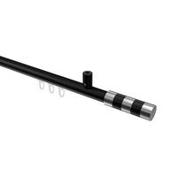 GARDINENSTANGE INNENLAUF Sonius Mavell 120 cm, 1-läufig, 20 mm Ø Schwarz - Chromfarben/Schwarz, Metall (120cm) - INTERDECO