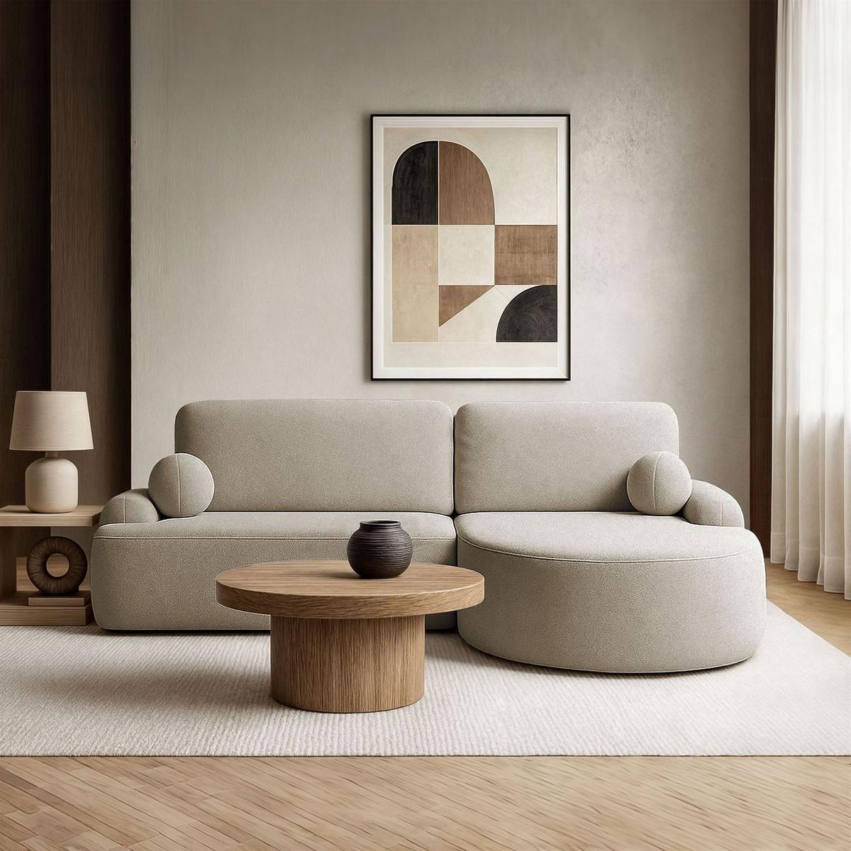 ECKSOFA CLEO mit Schlaffunktion Version Rechte QUELLE 16 - Beige, Kunststoff (264/172cm) - Lookway