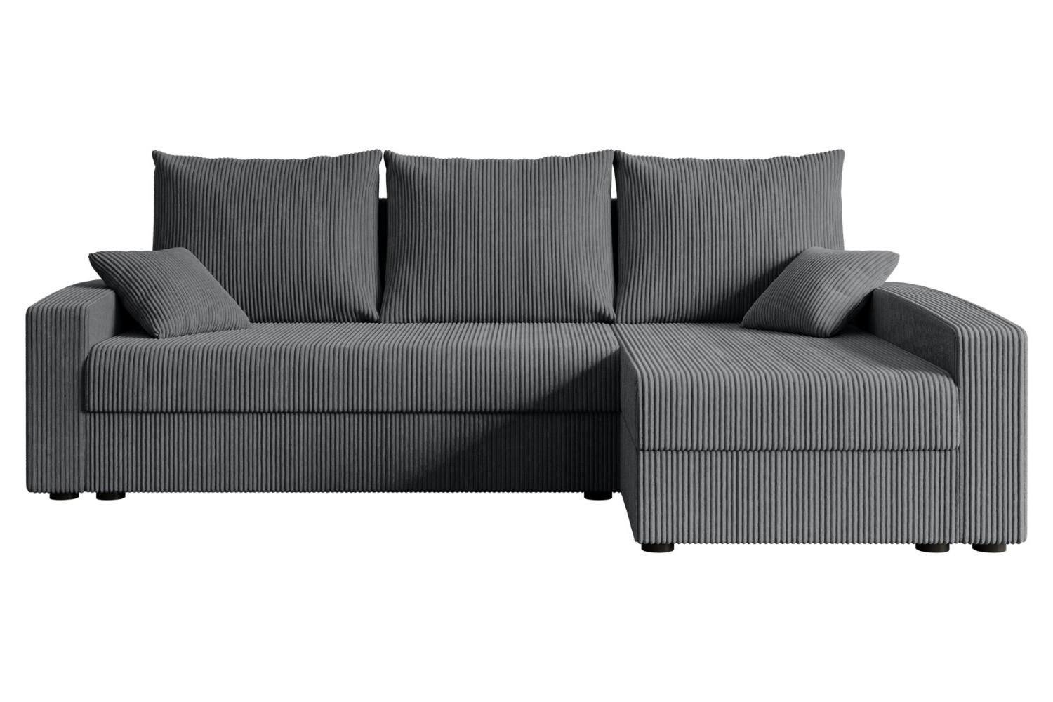 ECKSOFA mit Schlaffunktion und Bettkasten ALESIA-L 231x140x90 cm Grau Cord - Dunkelgrau/Silberfarben, Holzwerkstoff/Kunststoff (231/140cm) - ALTDECOR