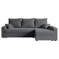 ECKSOFA mit Schlaffunktion und Bettkasten ALESIA-L 231x140x90 cm Grau Cord - Dunkelgrau/Silberfarben, Holzwerkstoff/Kunststoff (231/140cm) - ALTDECOR