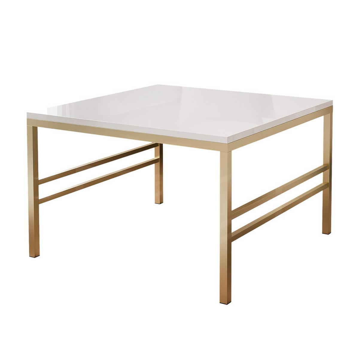 COUCHTISCH FORMA 60/60 cm Quadrat, Gold / Weiß Hochglanz - Weiß Hochglanz/Goldfarben, Metall (60/60/40cm) - Idohome