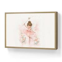 WANDLEUCHTE MIT AKKU Ballerina - Fee - Blumen - Rosa 60x40 cm - Rosa, Holzwerkstoff (60/40/8cm) - OnlyWow