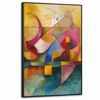 LEINWAND Bilder mit Rahmen - Kunst - Abstrakt - Modern - 100x150 - Gelb, Textil (100/150cm) - MuchoWow