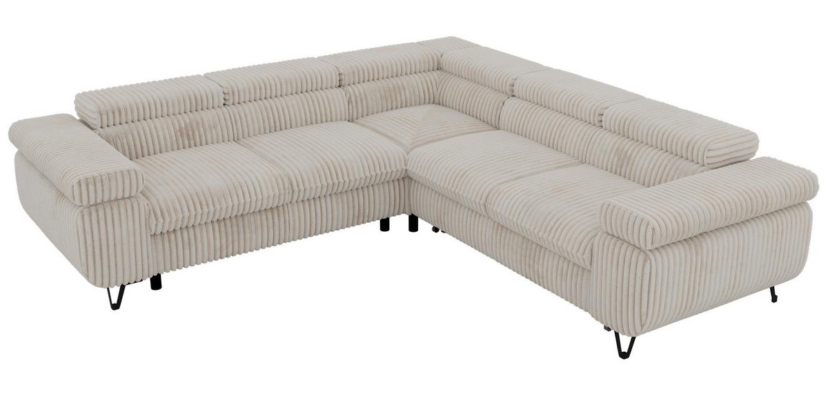 ECKSOFA QUADRO L - Beige Cord - Links Seite - Beige/Creme, Textil/Metall (269/269cm) - MKS