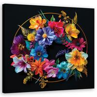 WANDBILD blumenstrauß aus bunten blumen - Multicolor, Textil (30/30cm) - Feeby