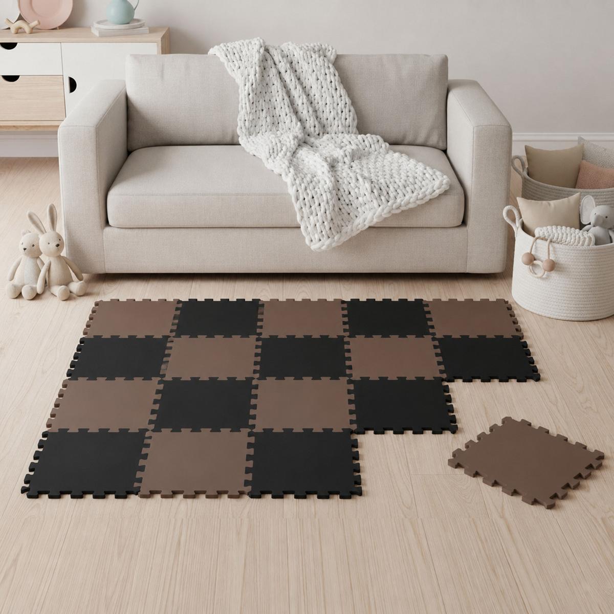 SPIELMATTE ab Null - 180/90 cm Puzzlematte Schwarz - Multicolor, Kunststoff (30/30cm) - Littletom