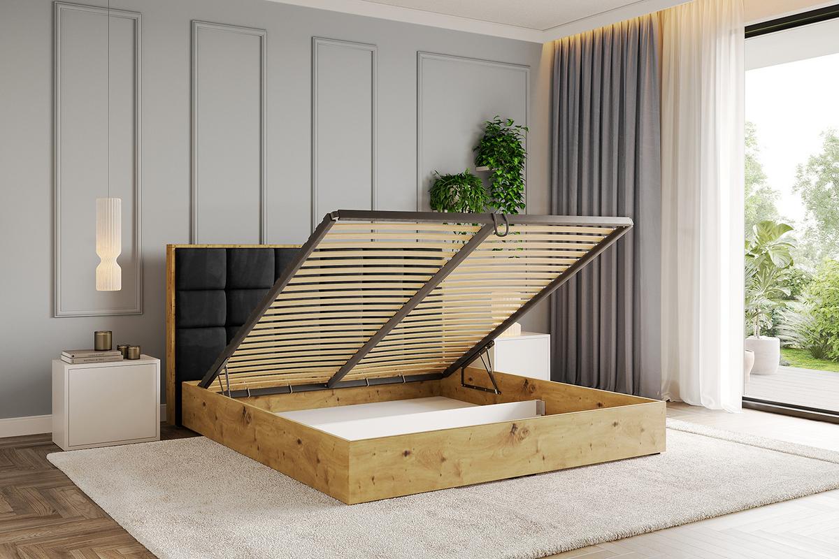 POLSTERBETT mit Bettkasten und Lattenrost, Boxbett ohne Matratze - ENZO2 180x200 Schwarz - Schwarz, Holzwerkstoff/Textil (180/200cm) - ALTDECOR