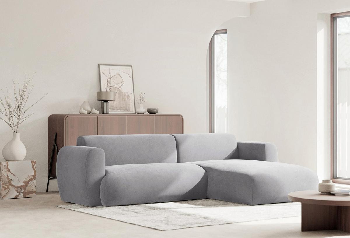 ECKSOFA Emia Grau rechts - Schwarz/Grau, Kunststoff/Textil (156/262cm) - Selsey