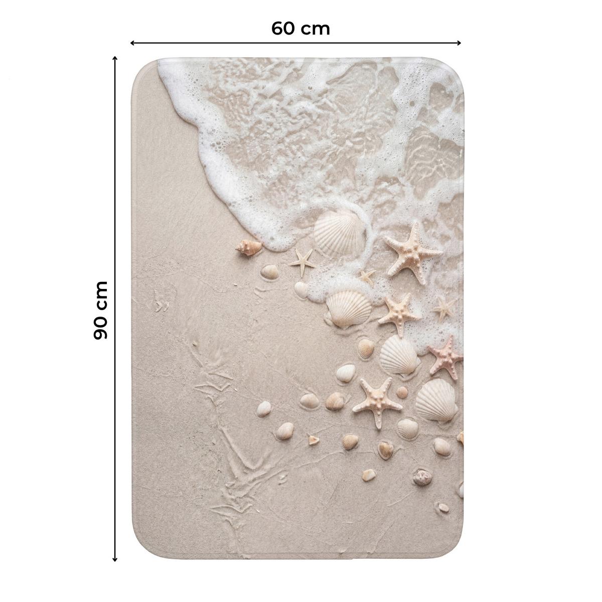 WC-VORLEGER Muscheln - Seesterne - Strand Toilettenvorleger 60x90 cm - Sandfarben, Textil (60/1cm) - OnlyWow