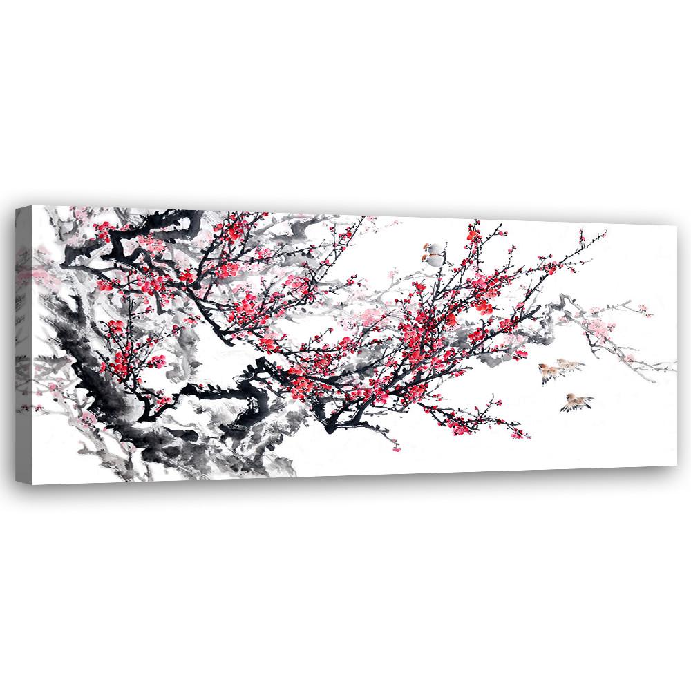 WANDBILD kirschzweig - Pink, Textil (90/30cm) - Feeby