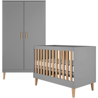 BABYZIMMER 2-teilig Kubi Grau - Grau, Holzwerkstoff (66/90/124cm) - Petits-meubles