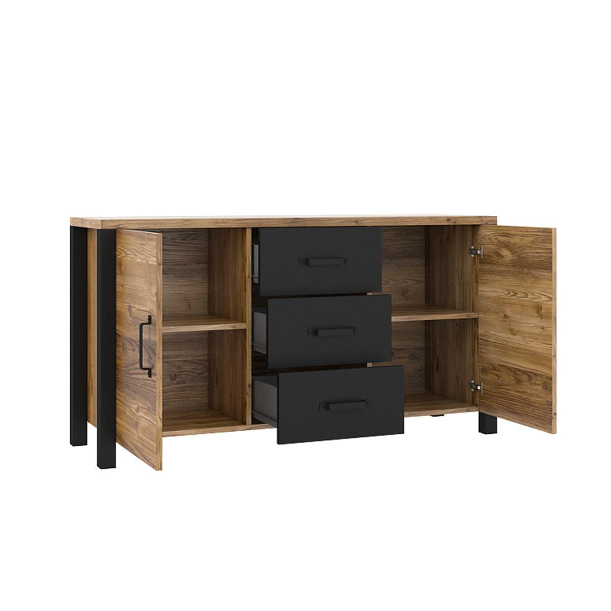 SIDEBOARD Lyam Holz und Schwarz - Schwarz, Holzwerkstoff (147/79/43cm) - Petits-meubles