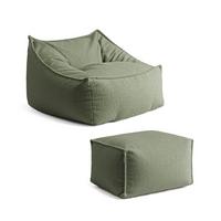 SITZSACK Bouclé Snug mit Hocker - Grün, Textil (150/75/60cm) - Mokebo