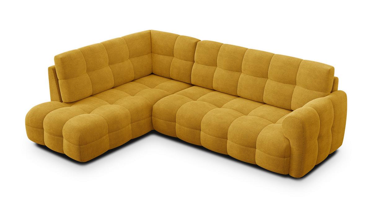 ECKSOFA MELLOW 5-Sitzer, safran - Gelb/Schwarz, Holz/Textil (283/191cm) - Wozimo