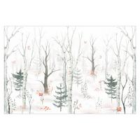 FOTOTAPETE Birkenwald mit Mohnblumen 432/290 cm - Eichefarben, Papier (432/290cm) - Bilderwelten