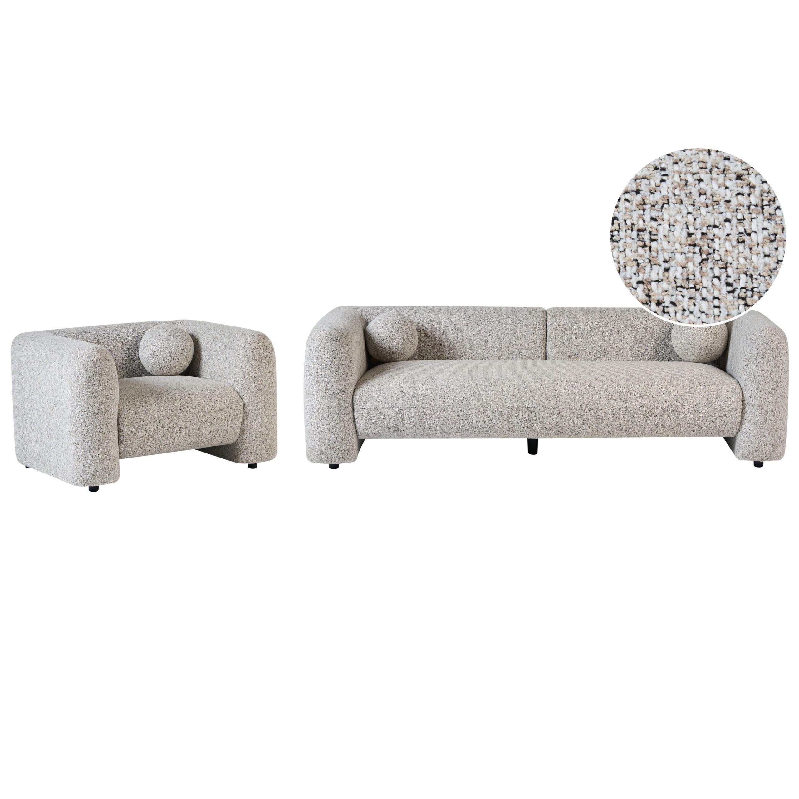 SOFA-SET 4-Sitzer Beige Leiren - Beige, Textil (224/68/87cm) - Beliani