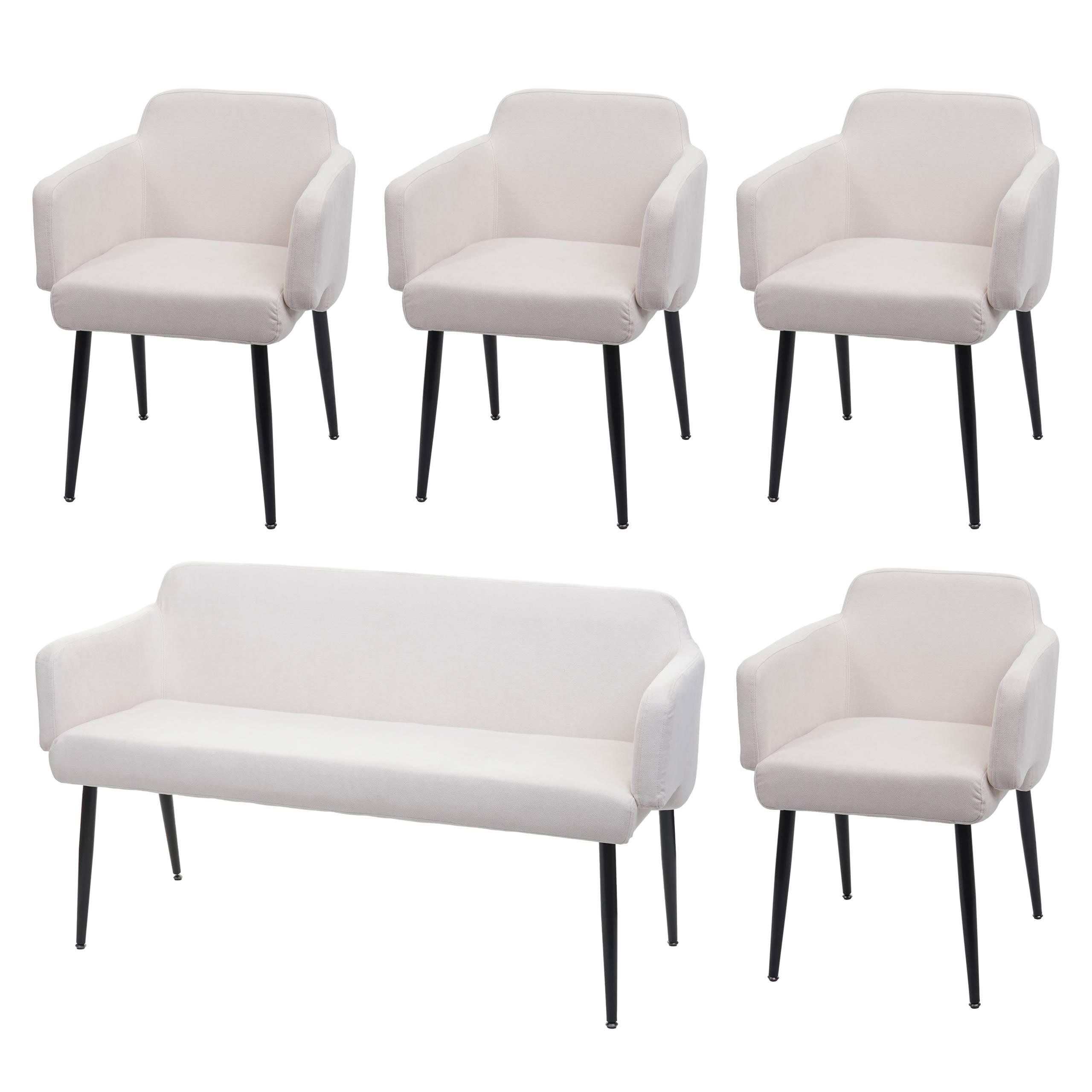 ESSZIMMER-SET Cremeweiß 5er-Set - Weiß, Textil (133/77/56cm) - MCW