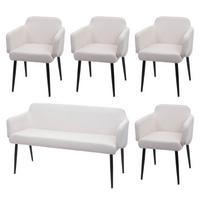 ESSZIMMER-SET Cremeweiß 5er-Set - Weiß, Textil (133/77/56cm) - MCW