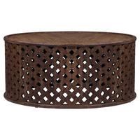 COUCHTISCH Ø100x45 cm rund Natur handgefertigt aus Mangoholz - Braun, Holz (100/100/45cm) - WOMO-DESIGN
