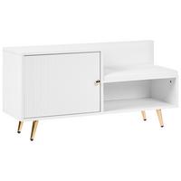 SCHUHBANK Weiß Kelowna - Goldfarben/Weiß, Holzwerkstoff (100/50/35cm) - Beliani