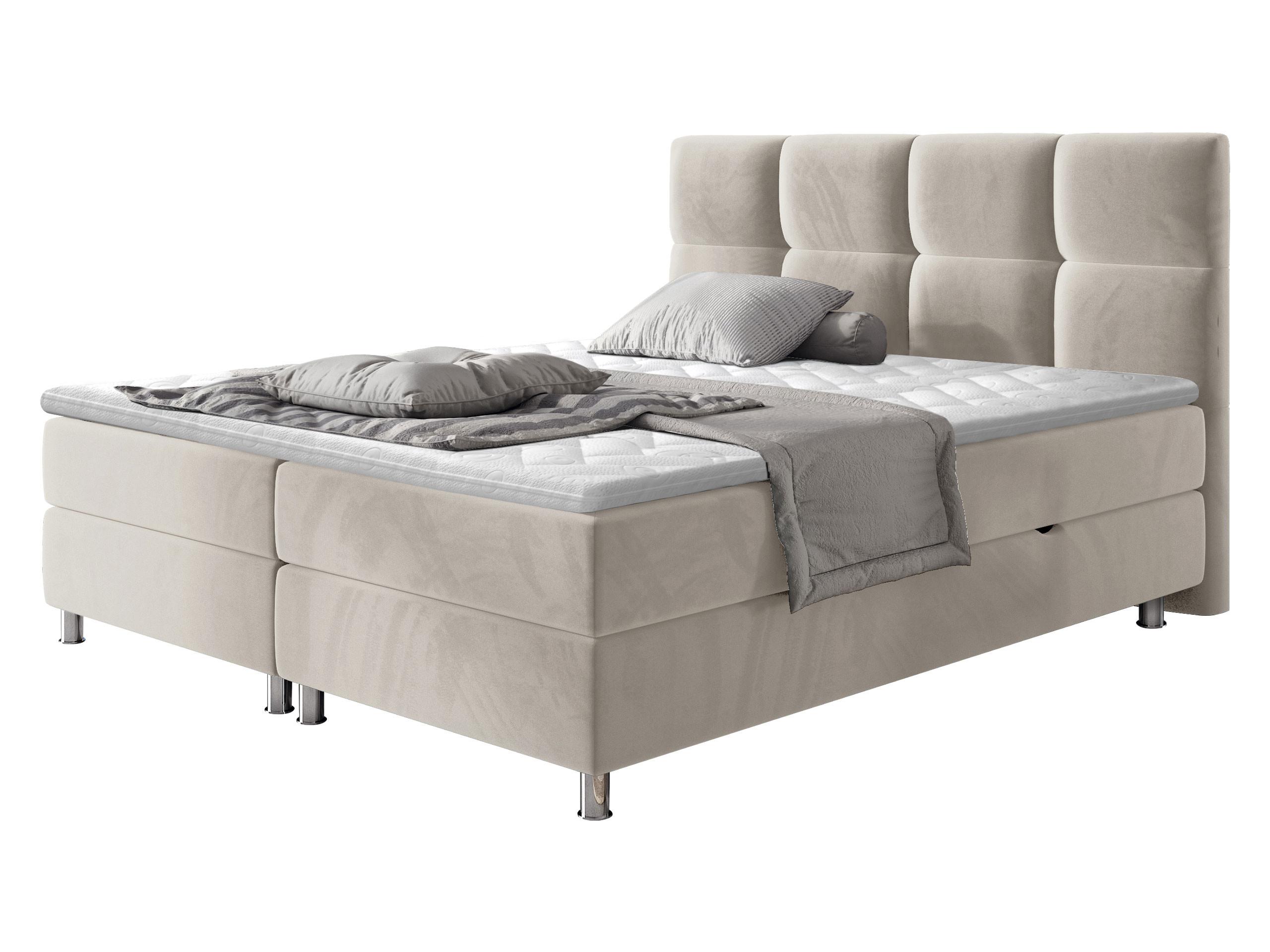 BOXBETT Dave - H3 - Chromfarben/Beige, Holz/Textil (160/200cm) - MIRJAN24