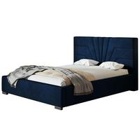 POLSTERBETT Athene mit Kopfteil, 140x200 cm, Doppelbett mit Bettkasten und Lattenrost aus Holz, Velourstoff Dunkelblau - Dunkelblau, Holz/Textil (140/200cm) - Alpi-Möbel