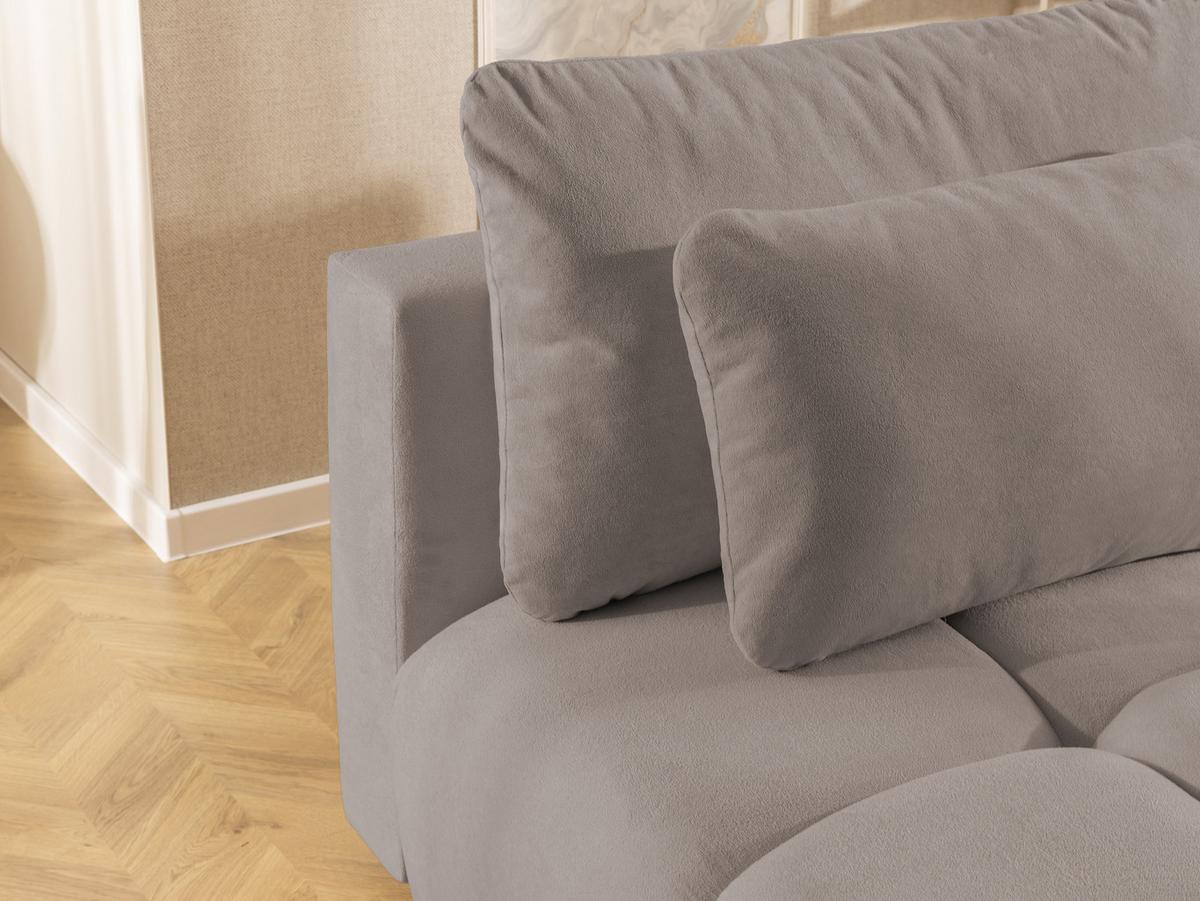 SCHLAFSOFA Belluno aus hochwertigem Taupe Plüschstoff mit Bettkasten und tiefen Steppungen in Bubble-Optik - Taupe/Schwarz, Holz/Kunststoff (205/87/105cm) - S-Style