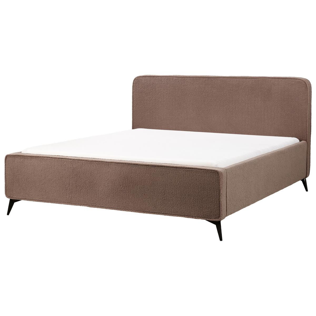 BETT mit Lattenrost 180/200 cm Bouclé Braun Valognes - Braun, Textil (180/200cm) - Beliani