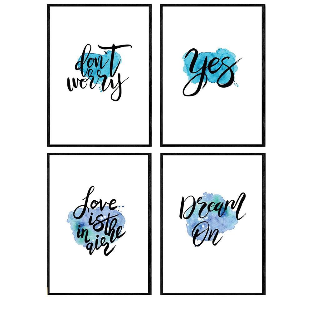 POSTER Set mit 4 glücklich und bunt Love Is In The Air A3 Rahmenlos - Klar, Papier (29.7/3cm) - Nacnic