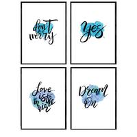 POSTER Set mit 4 glücklich und bunt Love Is In The Air A3 Rahmenlos - Klar, Papier (29.7/3cm) - Nacnic