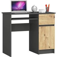 SCHREIBTISCH Graphit Grau, Eiche Artisan 77/90/50 - Graphitfarben/Eiche Artisan, Holzwerkstoff (124/52/77cm) - RAUMHIRSCH FURNITURE