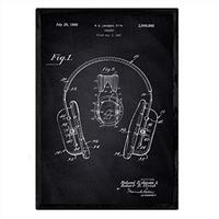 POSTER Kopfhörer Patent A3 Rahmenlos - Schwarz, Papier (29.7/5/42cm) - Nacnic