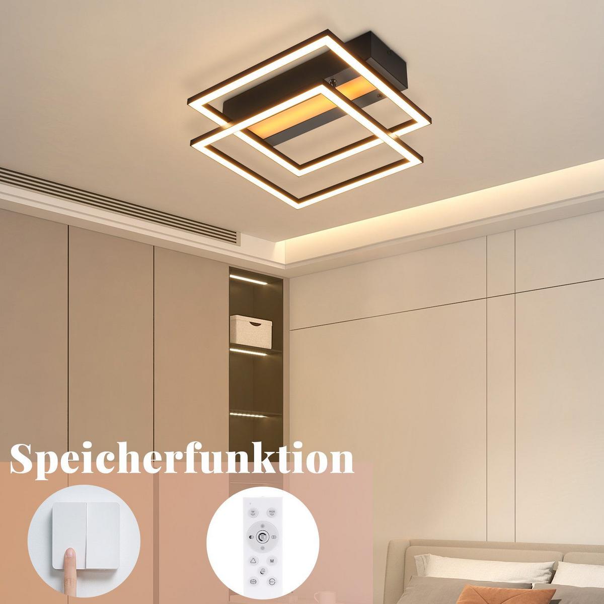 LED-DECKENLEUCHTE Lowman 37/36/7.5cm - Schwarz, Metall (36/37/7.5cm) - Nettlife