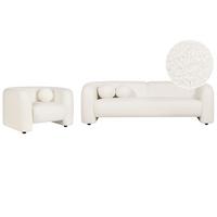 4-SITZER-SOFA SET Bouclé weiß Leiren - Weiß, Textil (83/83/224cm) - Beliani