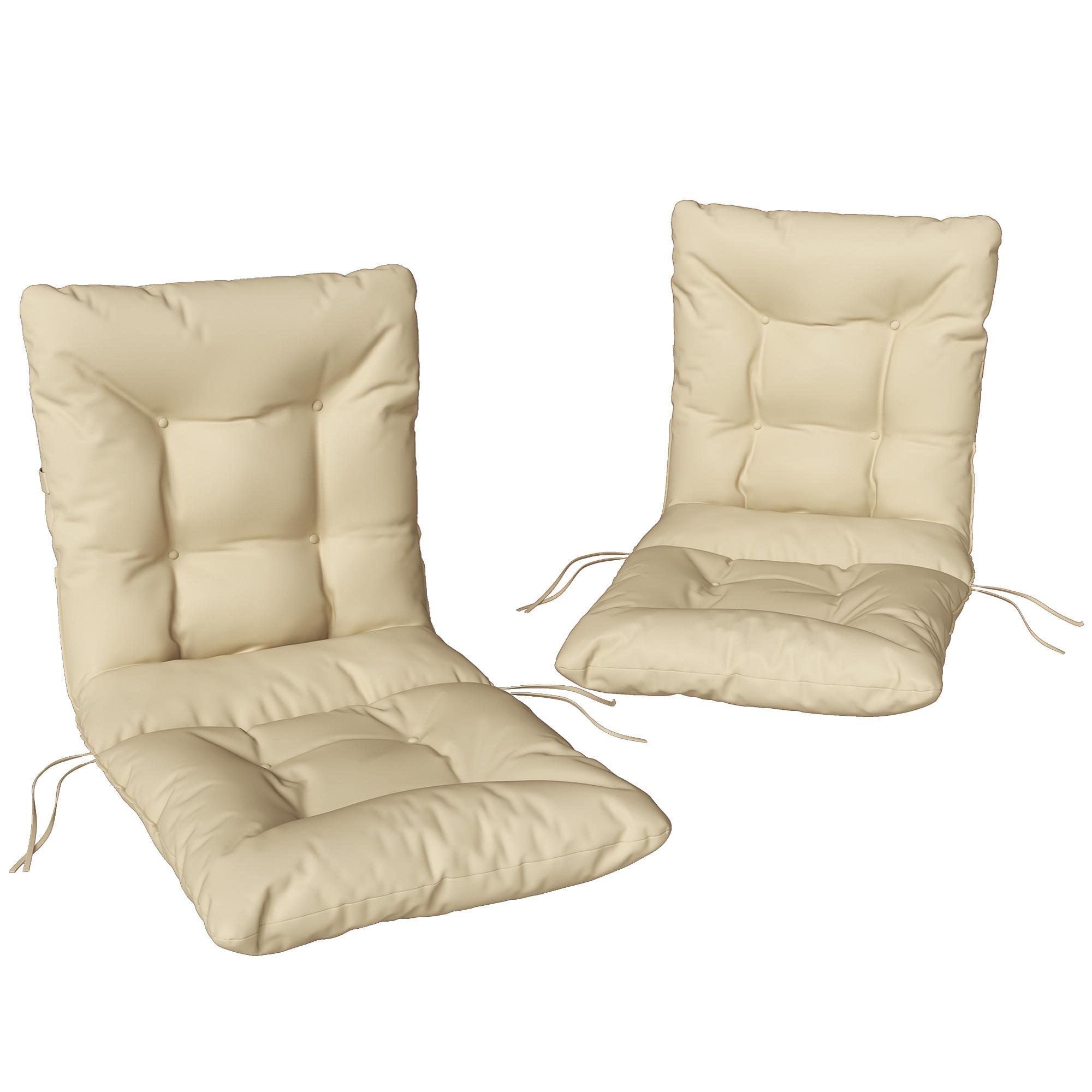SITZKISSEN 2ER-SET Polyester PP-Baumwolle Beige - Beige, Textil (120/50/8cm) - Outsunny
