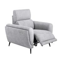 RELAXSESSEL Comfort, mit elektrischer Verstellung und verstellbarer Kopfstütze, Hellgrau - Hellgrau/Schwarz, Textil (103/97/102cm) - Beautysofa