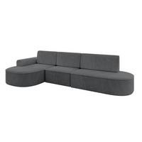 ECKSOFA mit Schlaffunktion Ottomane Links MARI L2-S 368X167X85 Dunkelgrau Cord - Graphitfarben/Schwarz, Holzwerkstoff/Kunststoff (368/167cm) - ALTDECOR