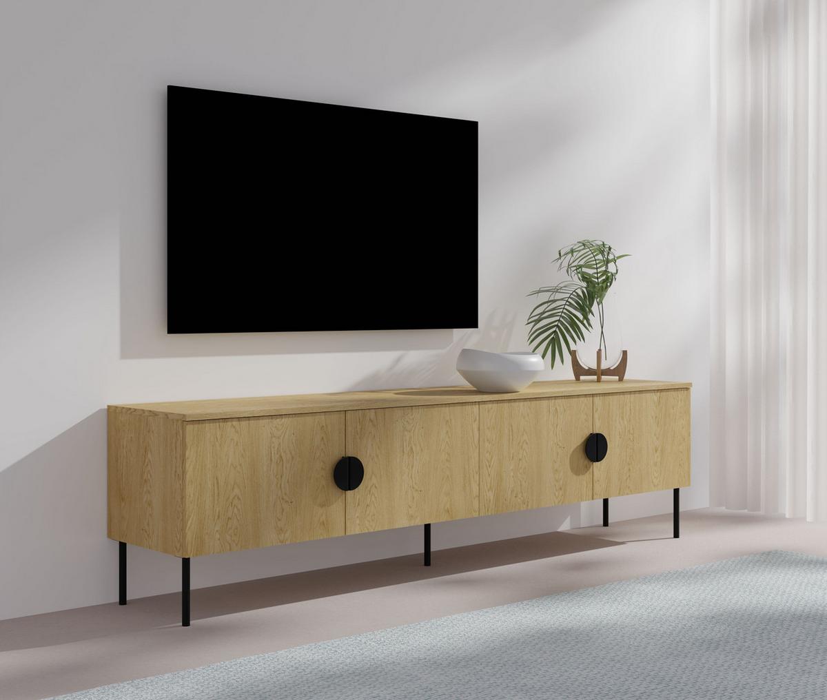 TV-SCHRÄNK Eiche Baltic 200/53,6/40 - Eiche Bianco, Holzwerkstoff (200/54/40cm) - RAUMHIRSCH FURNITURE