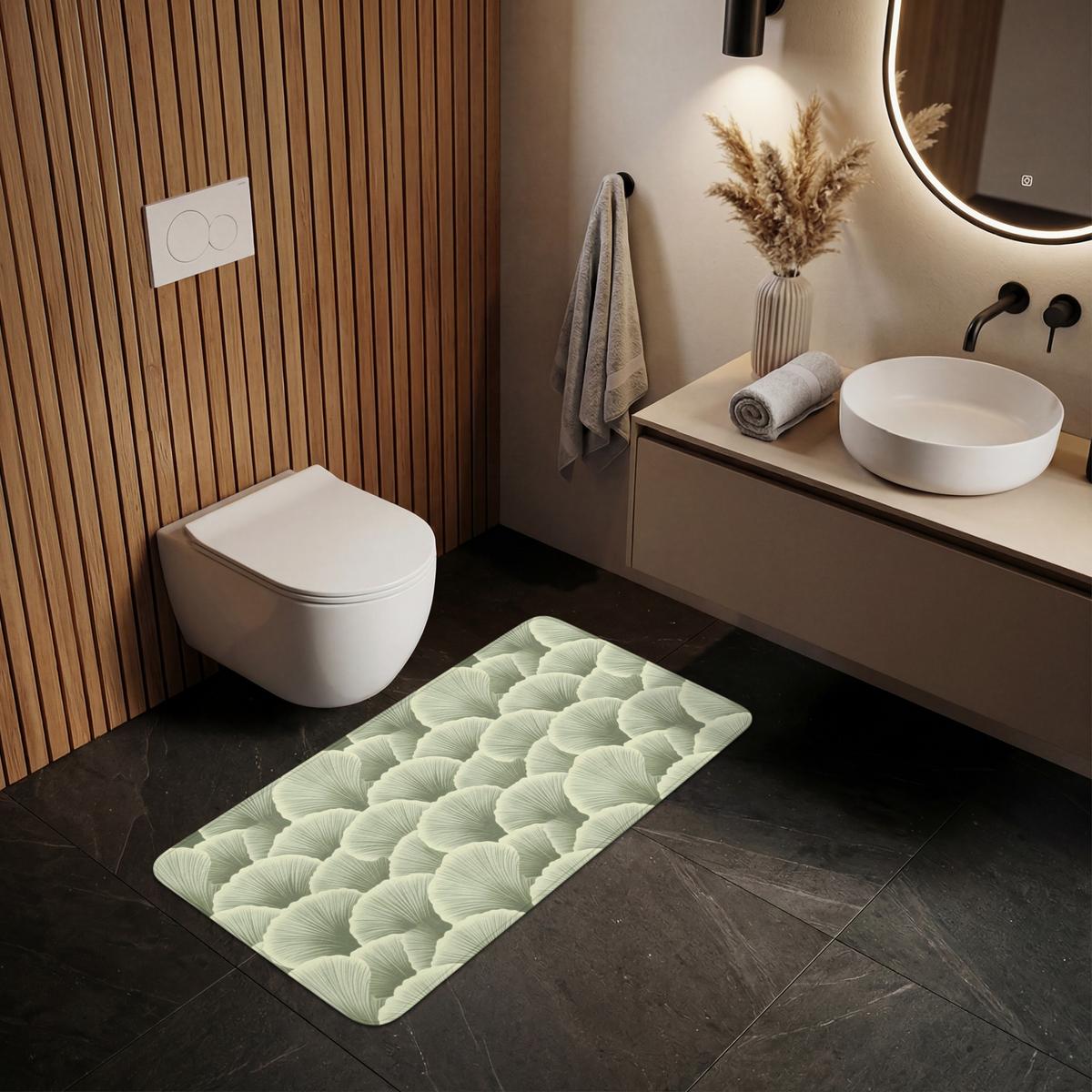 WC-VORLEGER Fächer - Blatt - Grün WC Teppich 120x60 cm - Pastellgrün, Textil (120/1cm) - OnlyWow