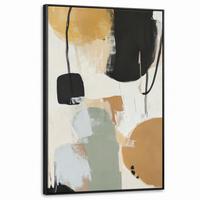 LEINWAND Bilder mit Rahmen - Farbe - Abstrakt - Farben - 100x150 - Currygelb, Textil (100/150cm) - MuchoWow